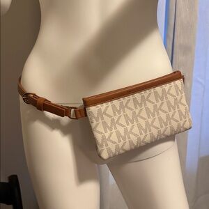Michael Kors Tan and Cream Signature Belt Bag